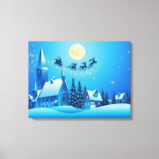 Santa en Sleigh Canvas Afdruk (Voorkant)