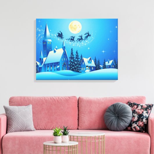Santa en Sleigh Canvas Afdruk (Insitu (Woonkamer))