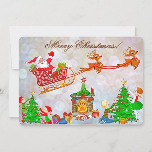 Santa en Sleigh Feestdagenkaart (Voorkant)