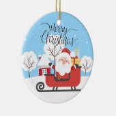 Santa en Sleigh Keramisch Ornament (Rechts)