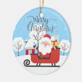 Santa en Sleigh Keramisch Ornament (Links)
