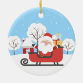 Santa en Sleigh Keramisch Ornament (Achterkant)