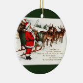 Santa en Sleigh met rendiercirkelvormig Ornament (Rechts)