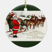 Santa en Sleigh met rendiercirkelvormig Ornament (Achterkant)