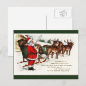 Santa en Sleigh met rendierlijk Briefkaart (Voorkant / Achterkant)