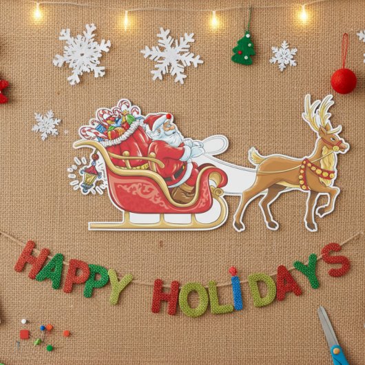 Santa en Sleigh rendieren Stickers