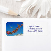 Santa en Sleigh Retouradreslabel Etiket (Insitu)