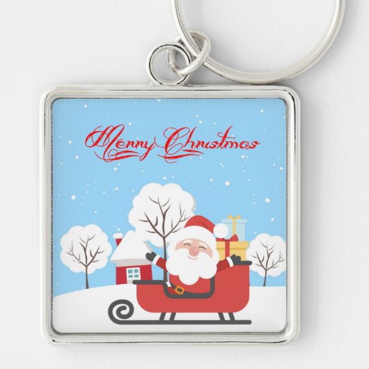 Santa en Sleigh Sleutelhanger (Voorkant)