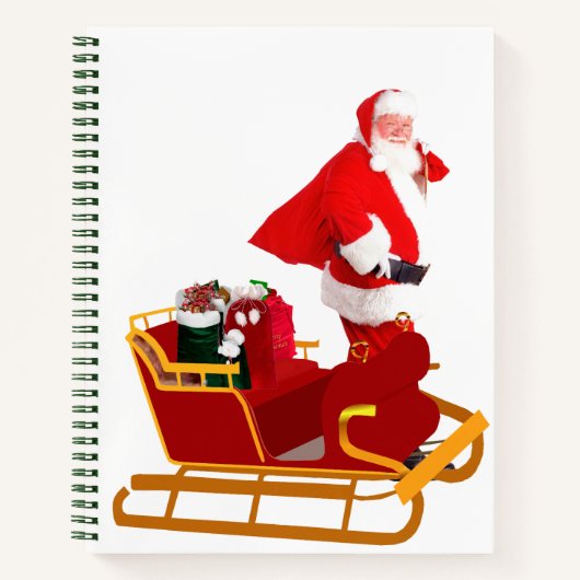 Santa en Sleigh Spiral Notitieboek (Voorkant)