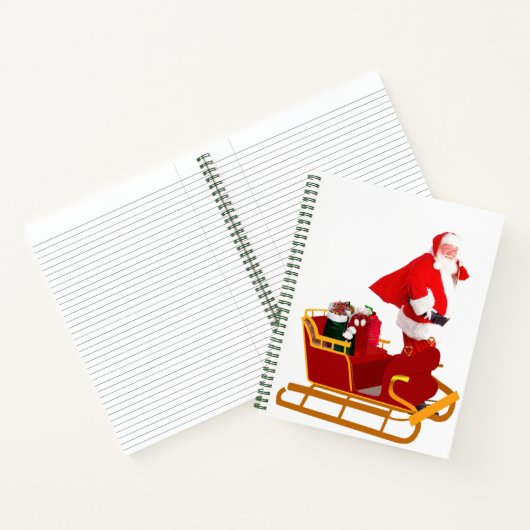 Santa en Sleigh Spiral Notitieboek (Binnen)