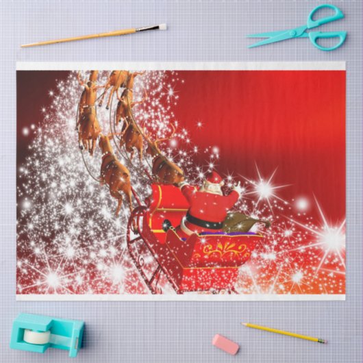 Santa en Sleigh Tissuepapier (Craft)