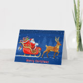 Santa en Sleigh Voeg Handtekening Schattigee Kerst Kaart (Voorkant)