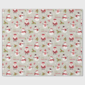 Santa en sneeuwman cadeaupapier (Vlak)