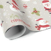 Santa en sneeuwman cadeaupapier (Rol Hoek)