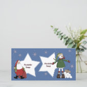 Santa en Snowman Feestdagenkaart (Staand voorkant)