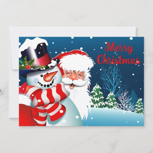 Santa en Snowman Feestdagenkaart (Voorkant)