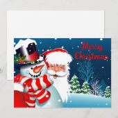 Santa en Snowman Feestdagenkaart (Voorkant / Achterkant)