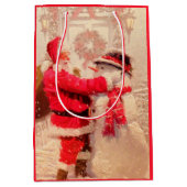 Santa en Snowman Medium Cadeauzakje (Voorkant)