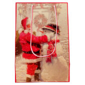 Santa en Snowman Medium Cadeauzakje (Achterkant)