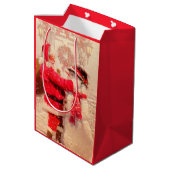 Santa en Snowman Medium Cadeauzakje (Achterkant Gekanteld)