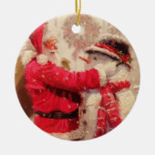 Santa- en Snowman-Ornament Keramisch Ornament (Voorkant)