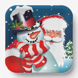 Santa en Snowman Papieren Bordje