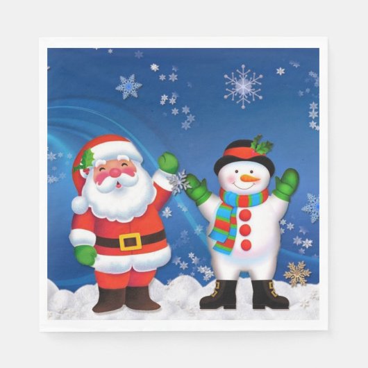 Santa en Snowman Servet (Voorkant)
