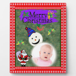 Santa en Snowman voegen je foto toe Fotoplaat