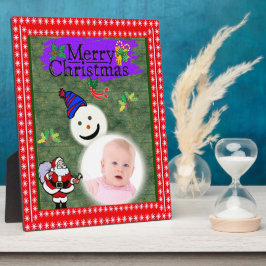 Santa en Snowman voegen je foto toe Fotoplaat