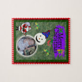 Santa en Snowman voegen je foto toe Legpuzzel (Horizontaal)