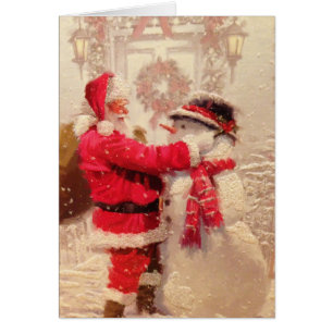 Santa- en Snowman-Wenskaart