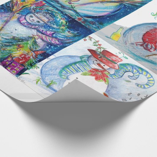 SANTA EN SNOWMEN CHRISTMAS PARTIJ CADEAUPAPIER (Hoek)