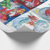 SANTA EN SNOWMEN CHRISTMAS PARTIJ CADEAUPAPIER (Hoek)