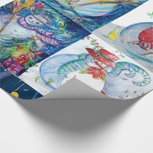 SANTA EN SNOWMEN CHRISTMAS PARTIJ CADEAUPAPIER (Hoek)