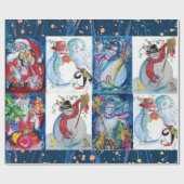 SANTA EN SNOWMEN CHRISTMAS PARTIJ CADEAUPAPIER (Vlak)