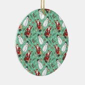 Santa en Snowmen Keramisch Ornament (Rechts)