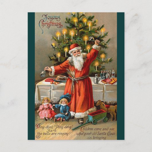 Santa en Speelgoed briefkaart (Voorkant)
