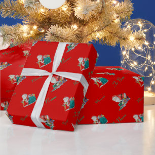 Santa en speelgoed voor kerstcadeautjes cadeaupapier
