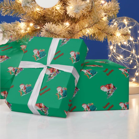 Santa en speelgoedartikelen voor kerstcadeautjes cadeaupapier (Feestdagen)