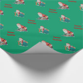 Santa en speelgoedartikelen voor kerstcadeautjes cadeaupapier (Hoek)