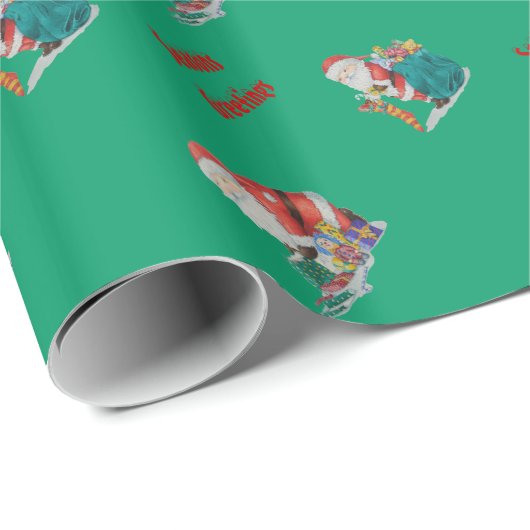 Santa en speelgoedartikelen voor kerstcadeautjes cadeaupapier (Rol Hoek)