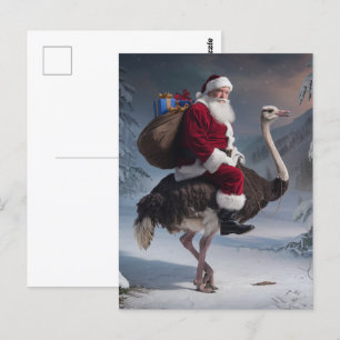 Santa en struisvogel briefkaart