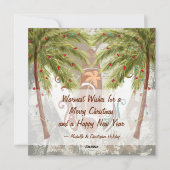 Santa en Surfboard Beach Vrolijke Kerstmis Groet Feestdagenkaart (Achterkant)