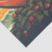 Santa en Surfboard Retro Surfing Beach Kerstmis Tissuepapier (Detail)