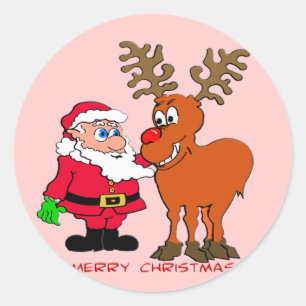 Santa en T-shirts en cadeautjes Ronde Sticker