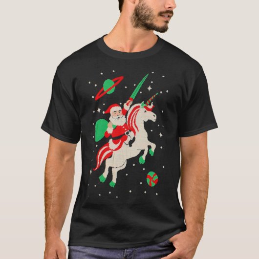 Santa en Unicorn Classic T-Shirt (Voorkant)