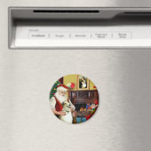 Santa en zijn Borzoi Magneet (Insitu (Vaatwasser))