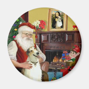 Santa en zijn Borzoi Magneet
