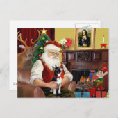 Santa en zijn Boston Terrier Feestdagenkaart (Voorkant / Achterkant)