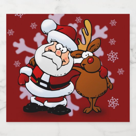 Santa en zijn favoriete rendier aangepaste bierfle bier etiket (Enkel label)